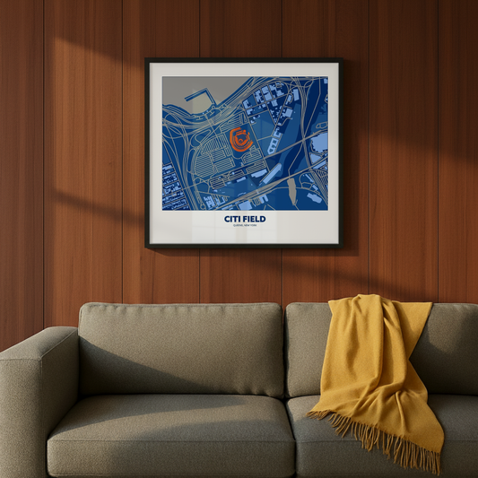 Citi Field Stadium - Signature Map Dark