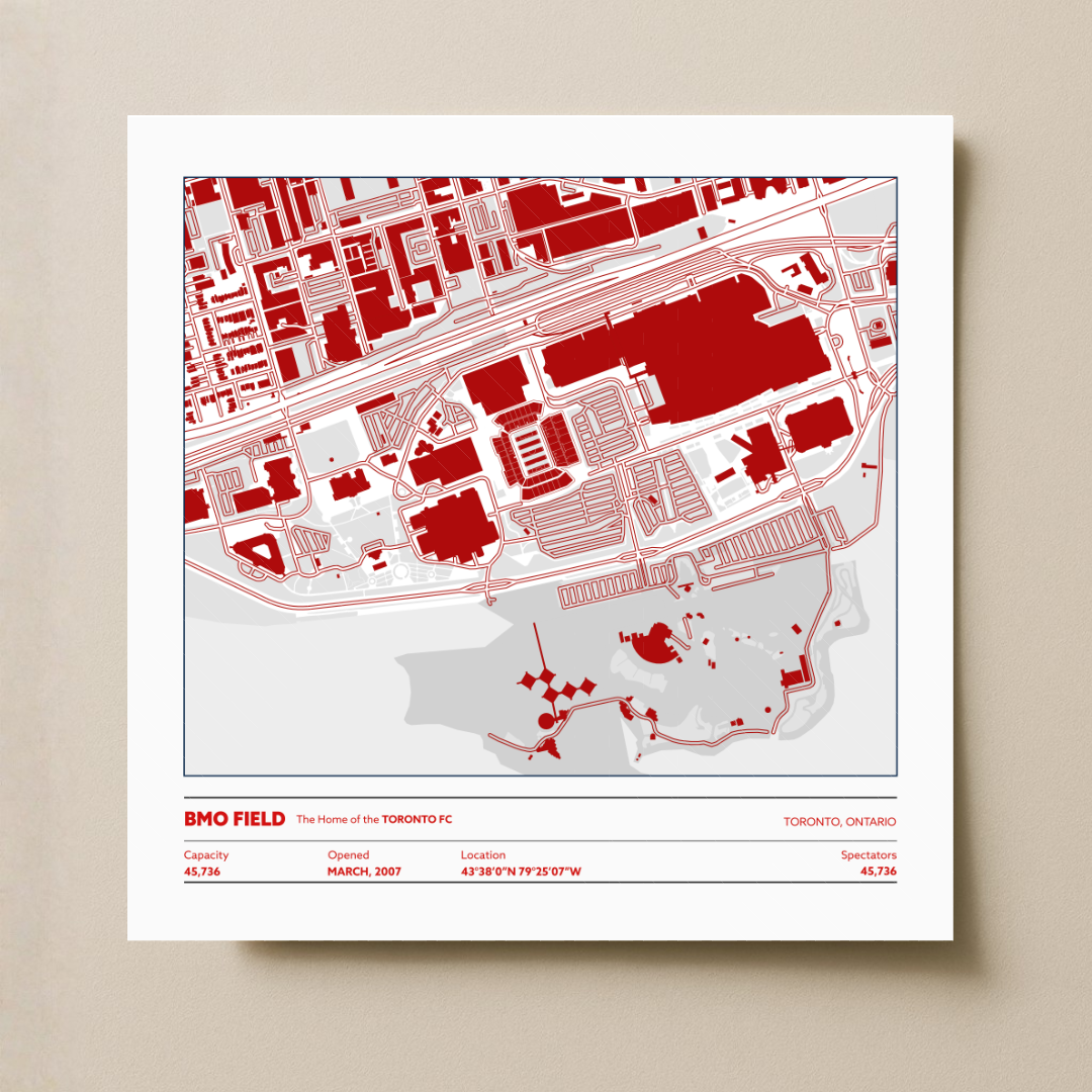 BMO Field Soccer Stadium - City Map Light