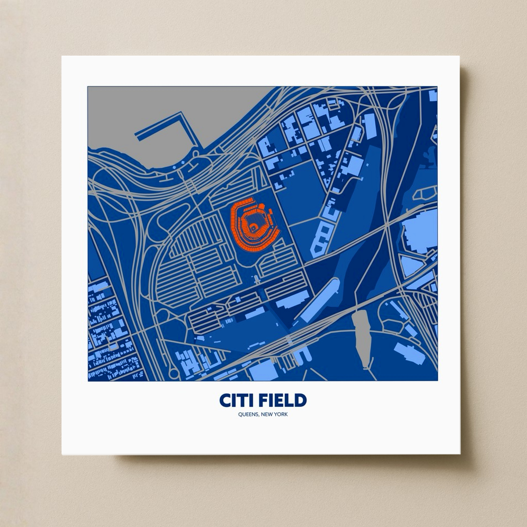 Citi Field Stadium - Signature Map Dark