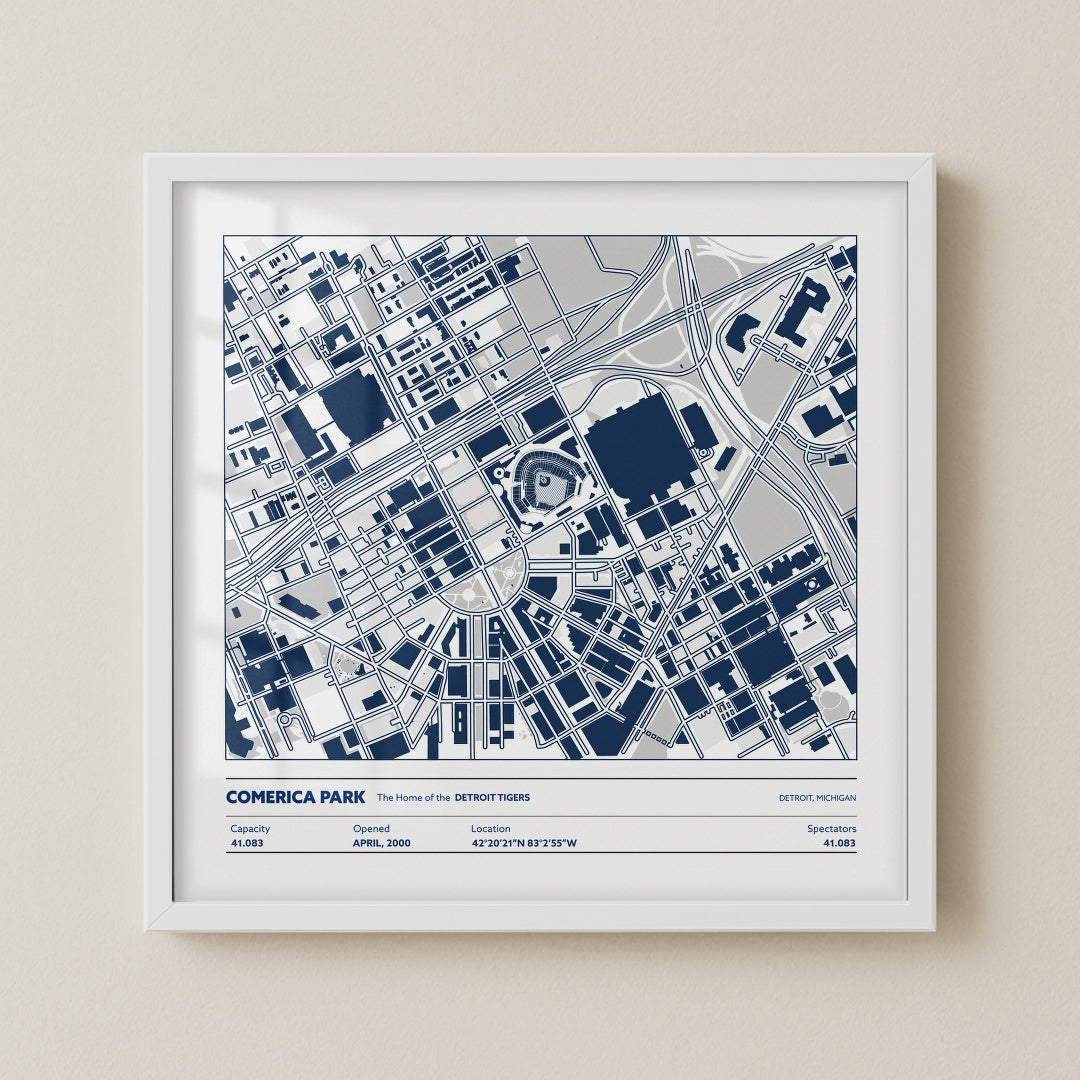 Comerica Park Stadium - City Map Light
