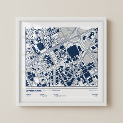Comerica Park Stadium - City Map Light
