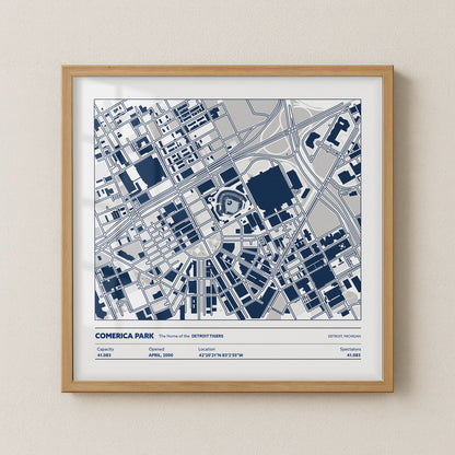 Comerica Park Stadium - City Map Light