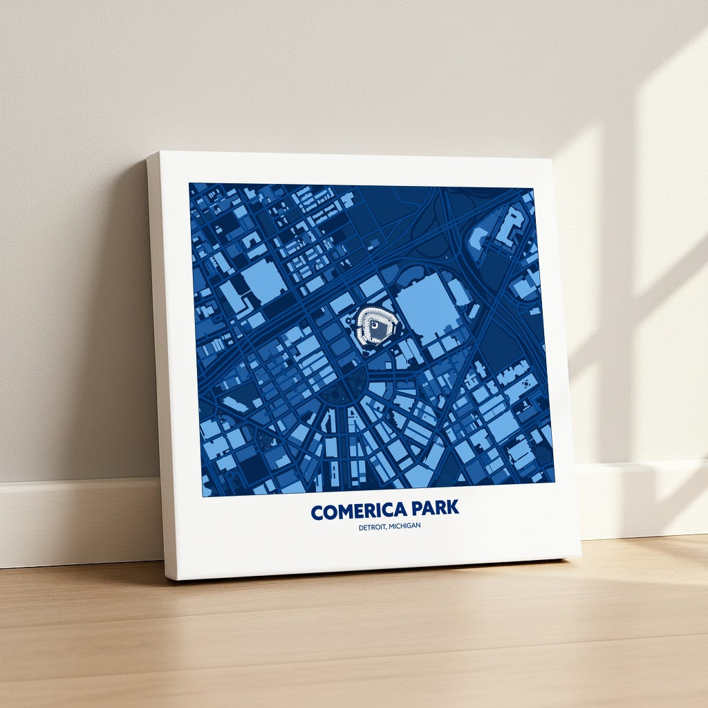 Comerica Park Stadium - City Map Dark