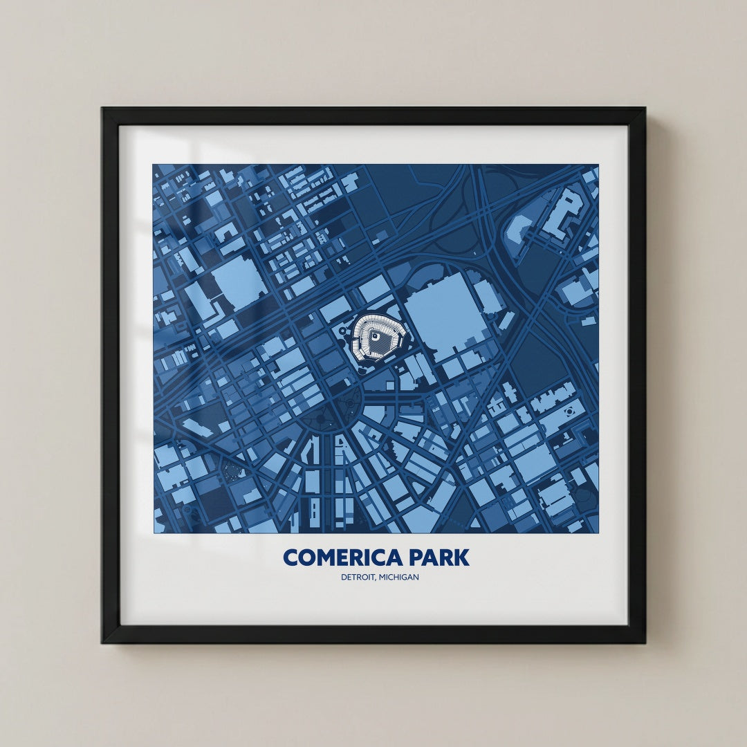 Comerica Park Stadium - City Map Dark