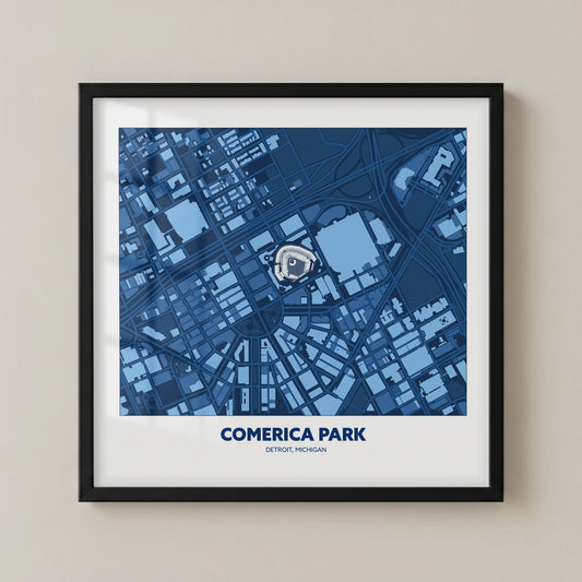 Comerica Park Stadium - City Map Dark