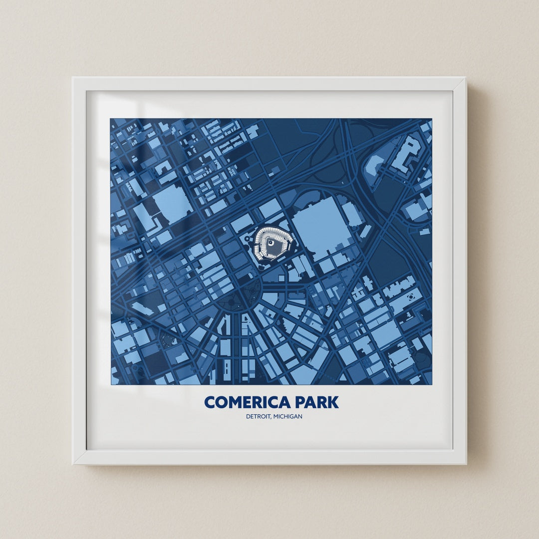 Comerica Park Stadium - City Map Dark