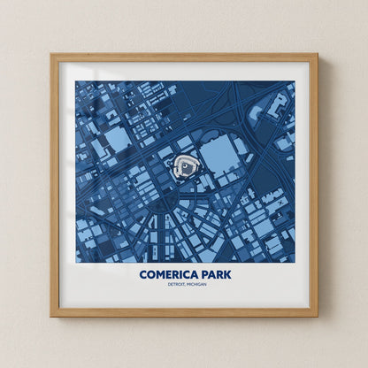 Comerica Park Stadium - City Map Dark