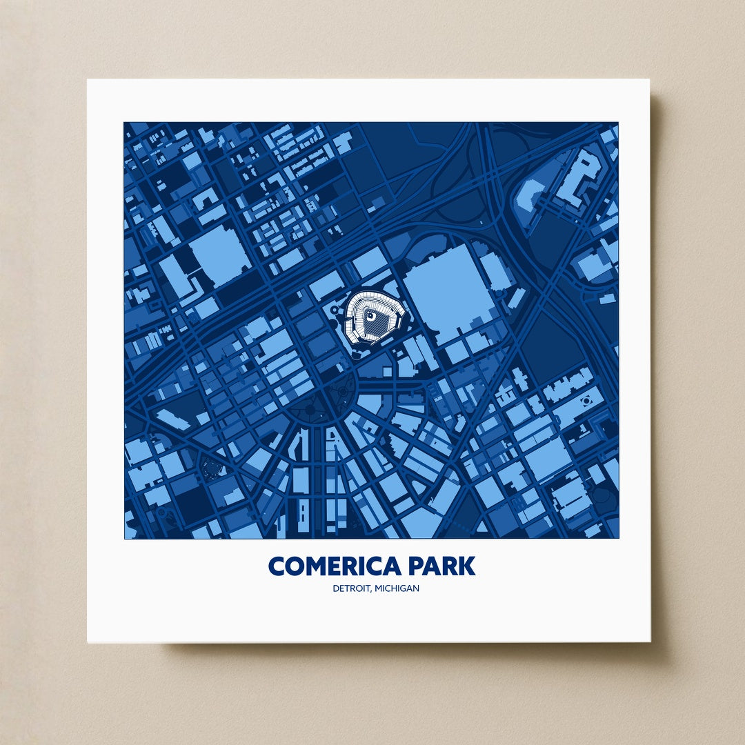 Comerica Park Stadium - City Map Dark