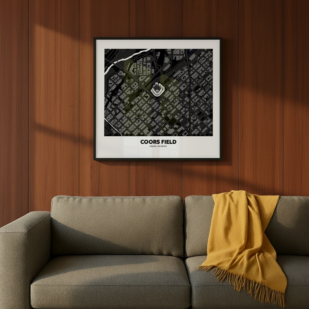 Coors Field Stadium - City Map Dark