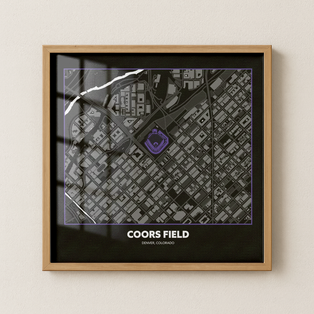 Coors Field Stadium - Signature City Map Dark