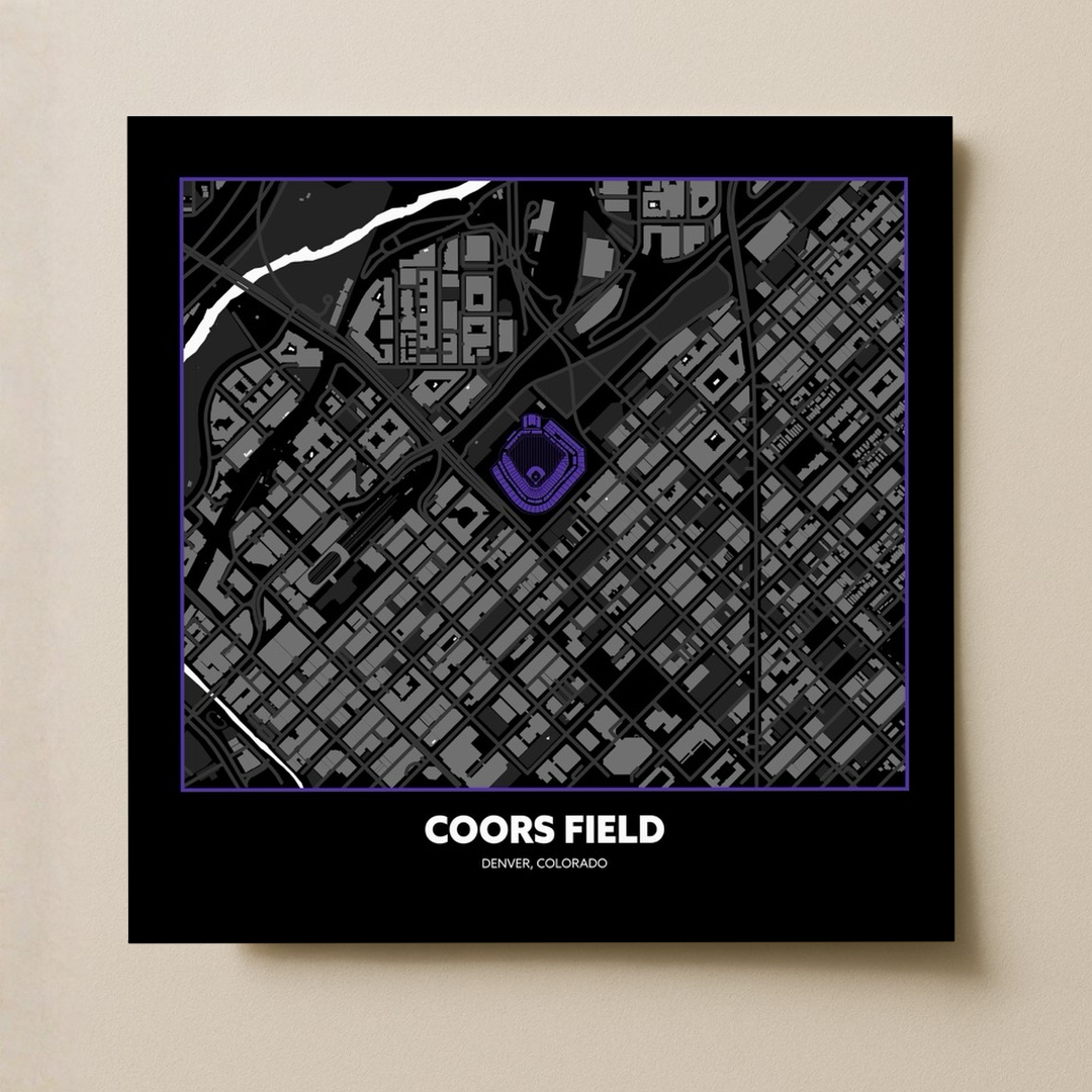 Coors Field Stadium - Signature City Map Dark
