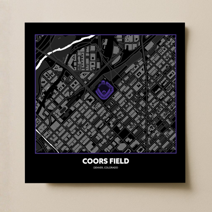 Coors Field Stadium - Signature City Map Dark