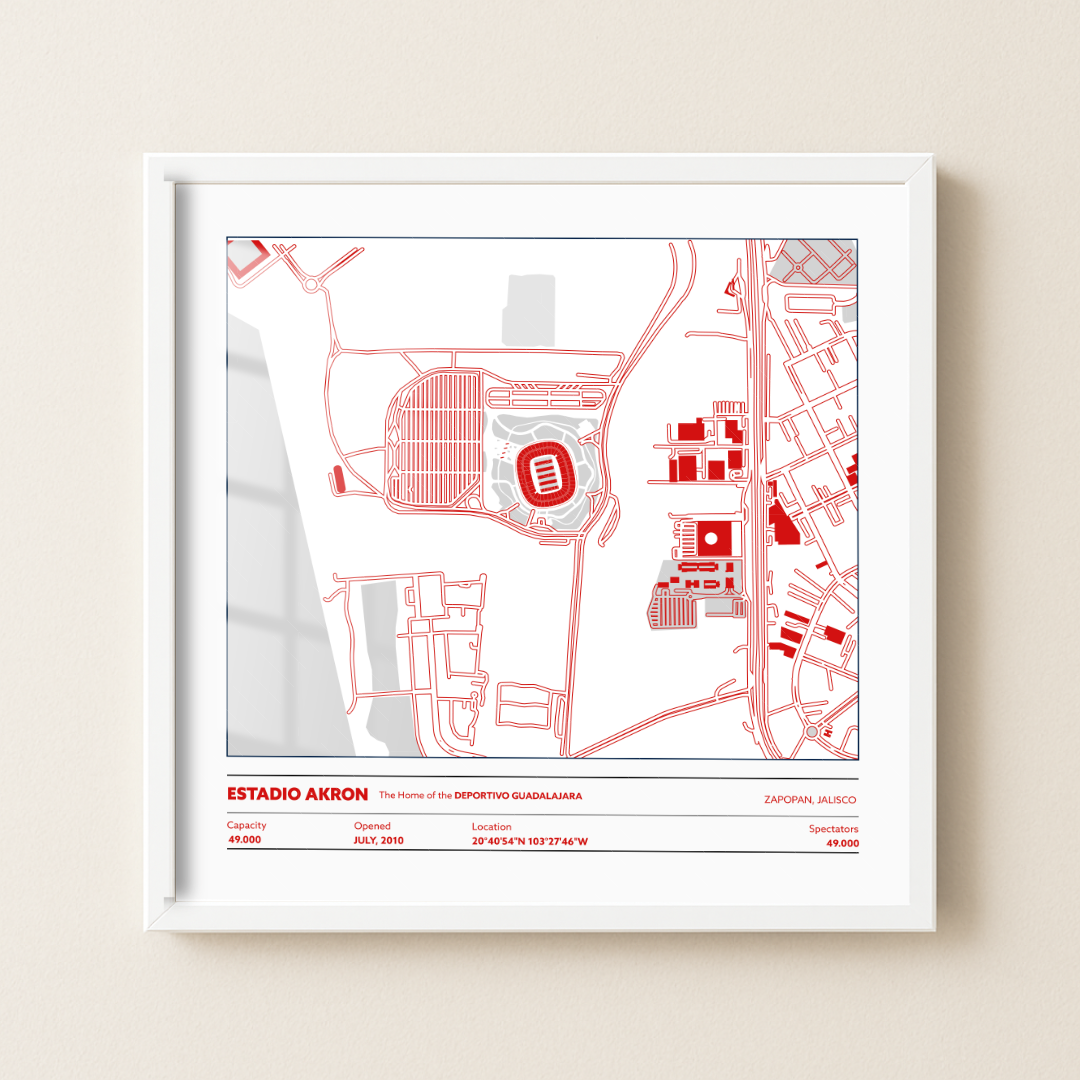 Estadio Akron Soccer Stadium - City Map Light