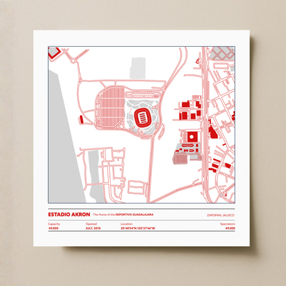 Estadio Akron Soccer Stadium - City Map Light