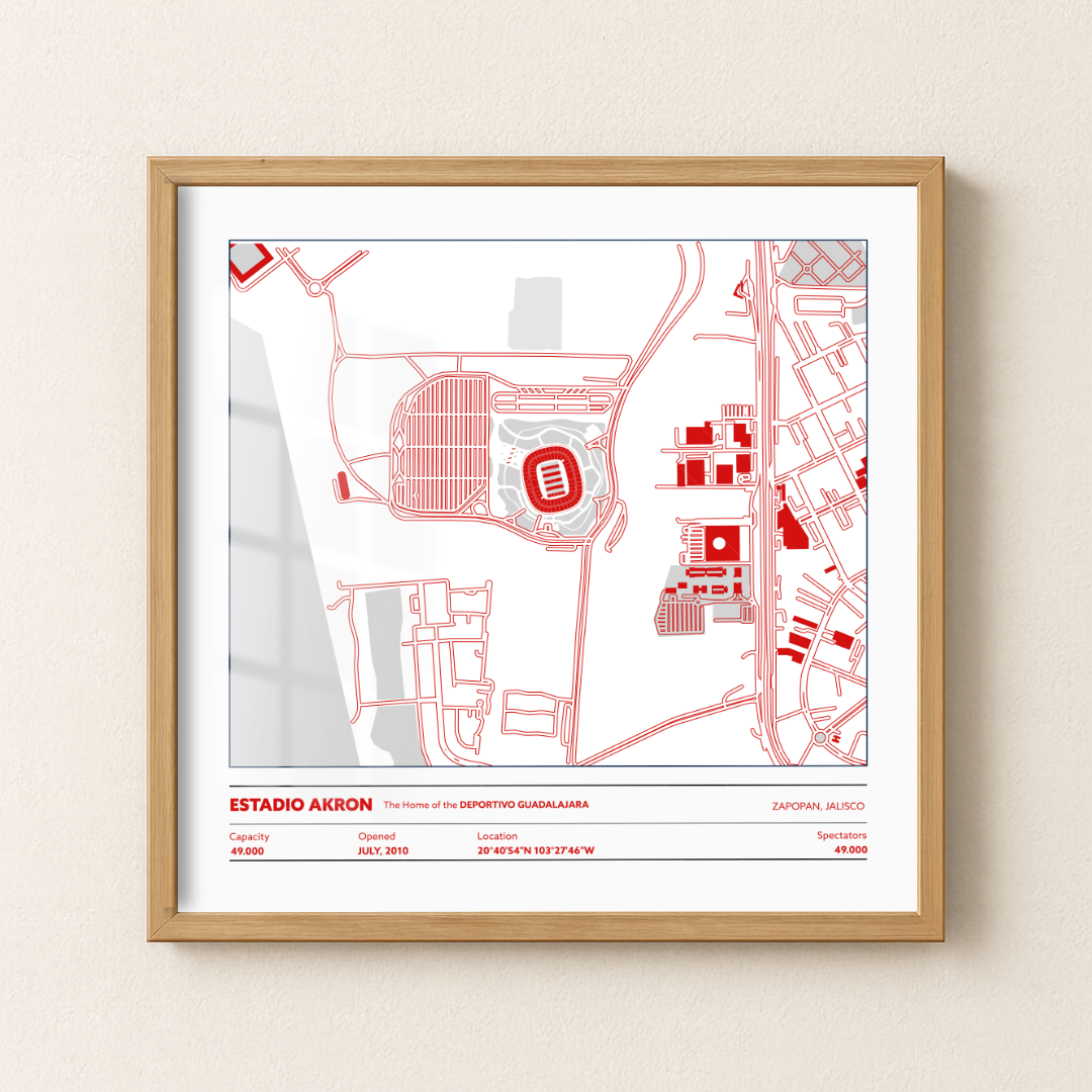 Estadio Akron Soccer Stadium - City Map Light