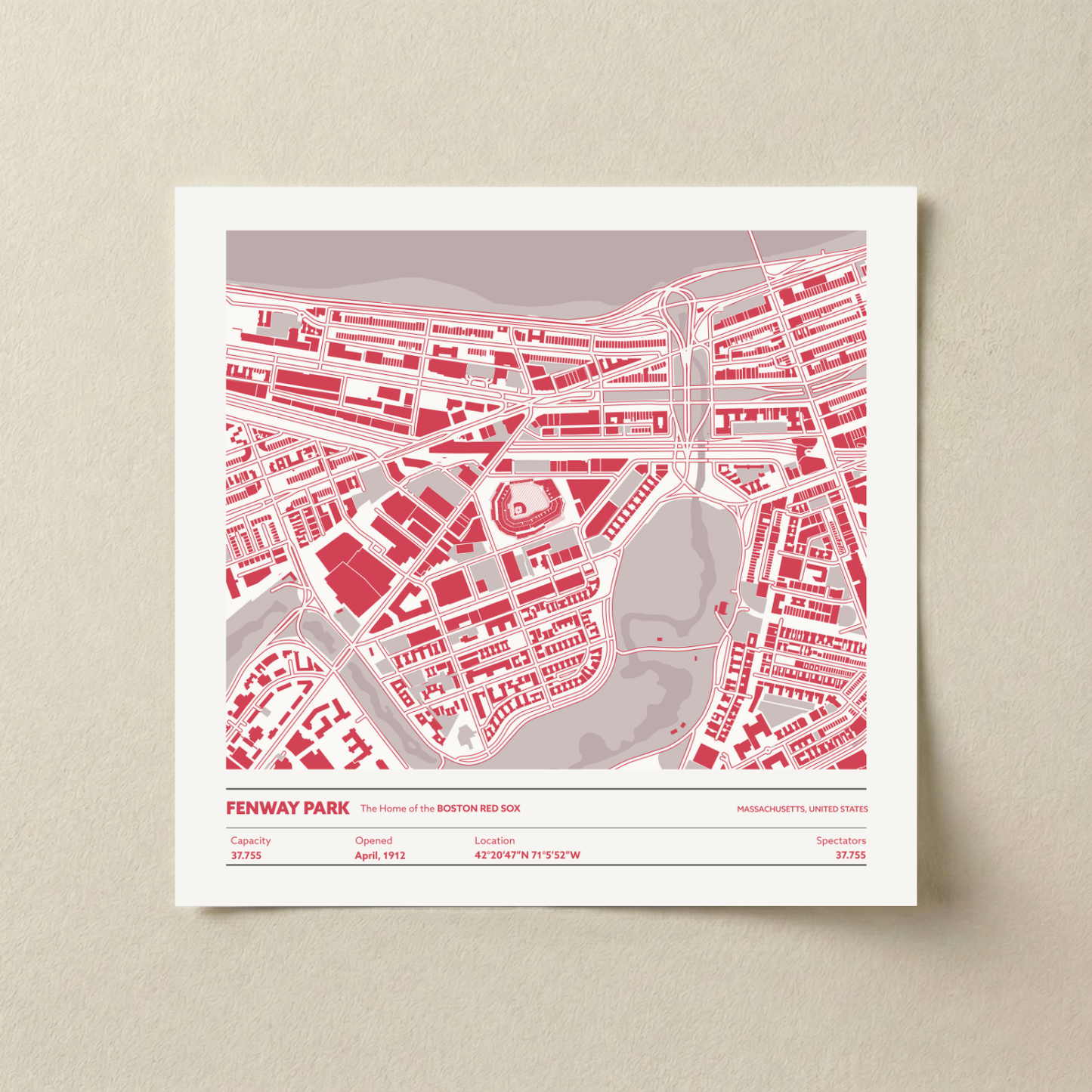 Fenway Park Stadium - City Map Light
