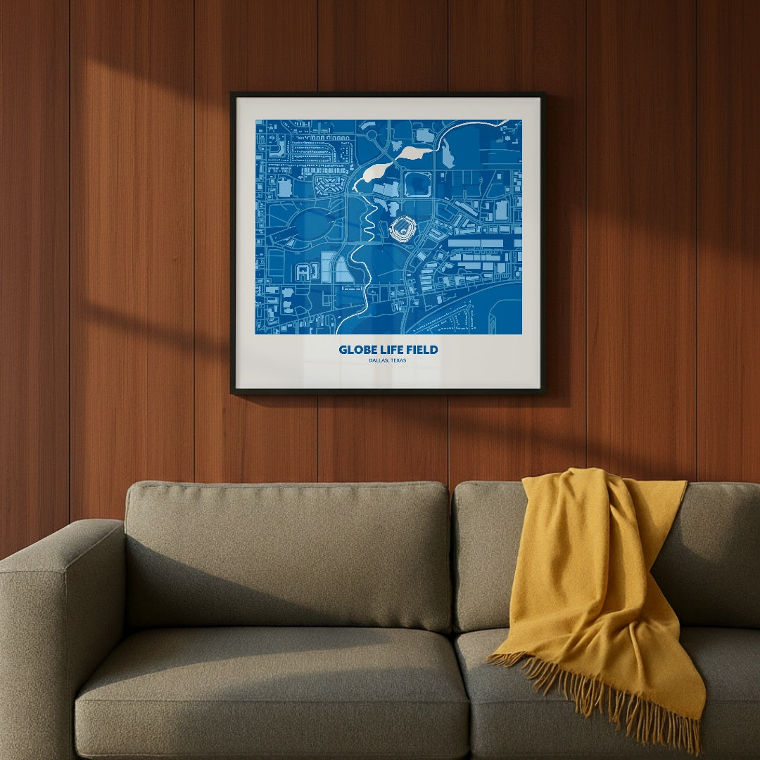 Globe Life Field Stadium - City Map Dark