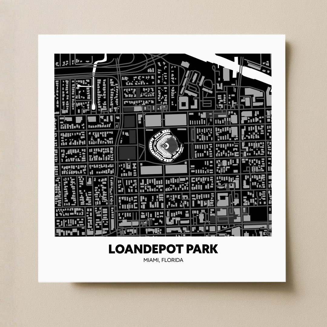 Loandepot Park Stadium - City Map Dark