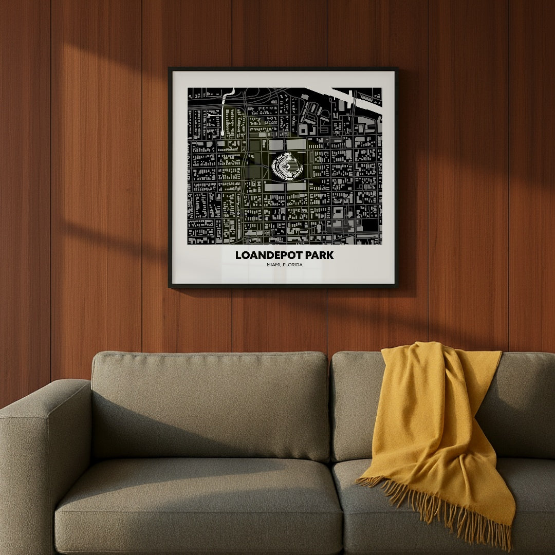 Loandepot Park Stadium - City Map Dark