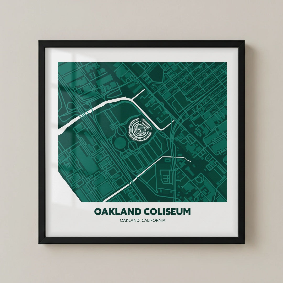 Oakland Coliseum Stadium - City Map Dark