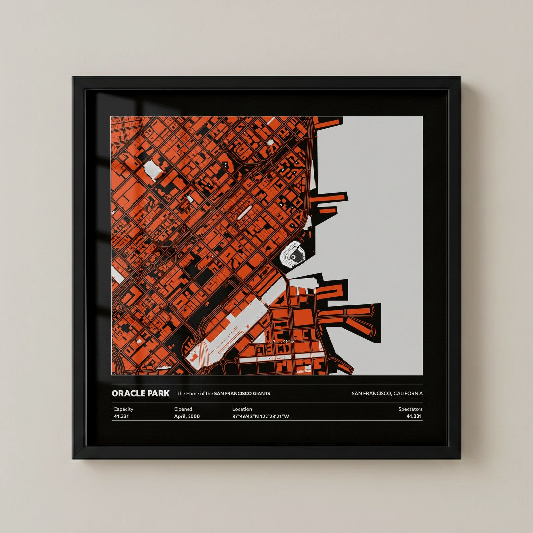 Oracle Park Stadium - City Map Dark v2