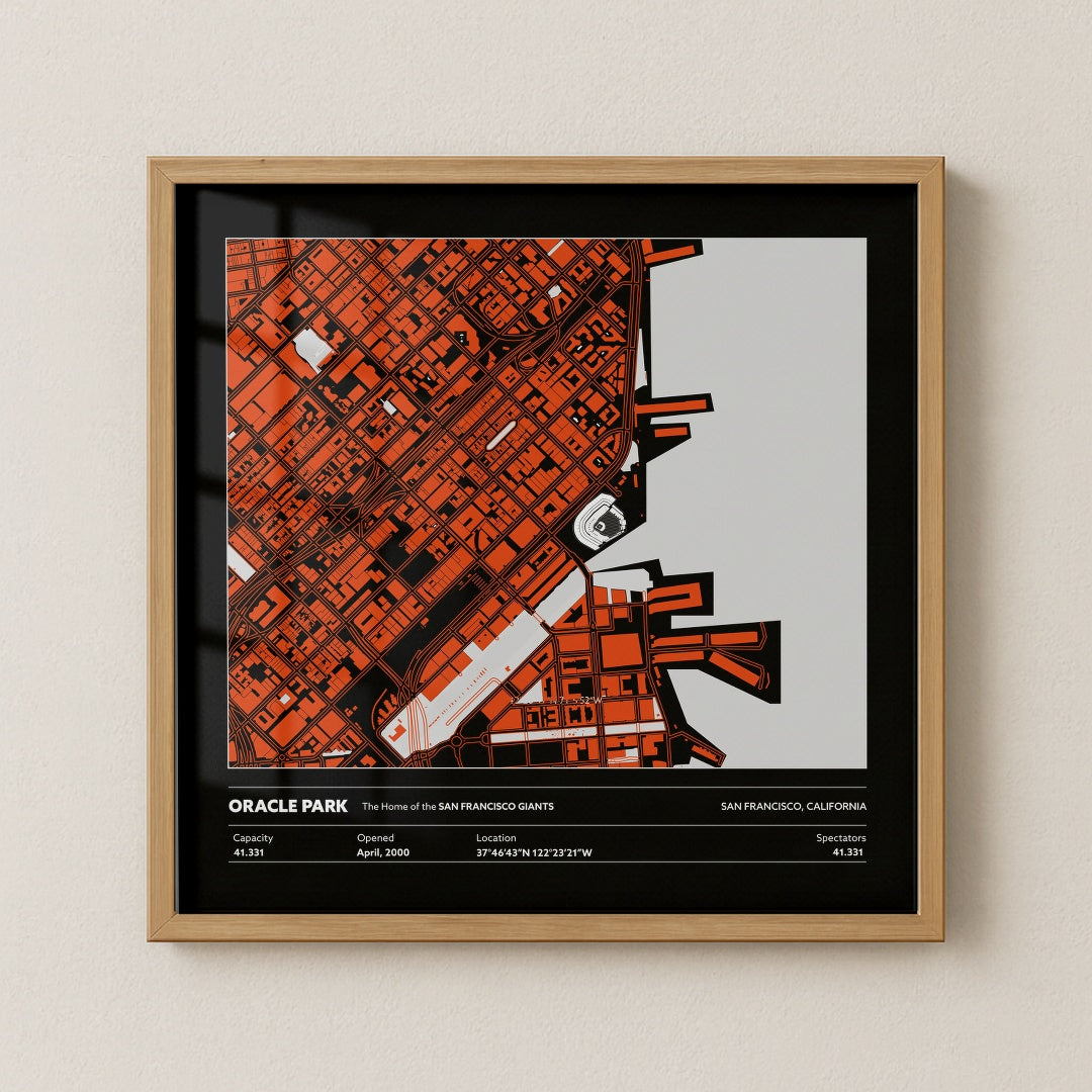 Oracle Park Stadium - City Map Dark v2