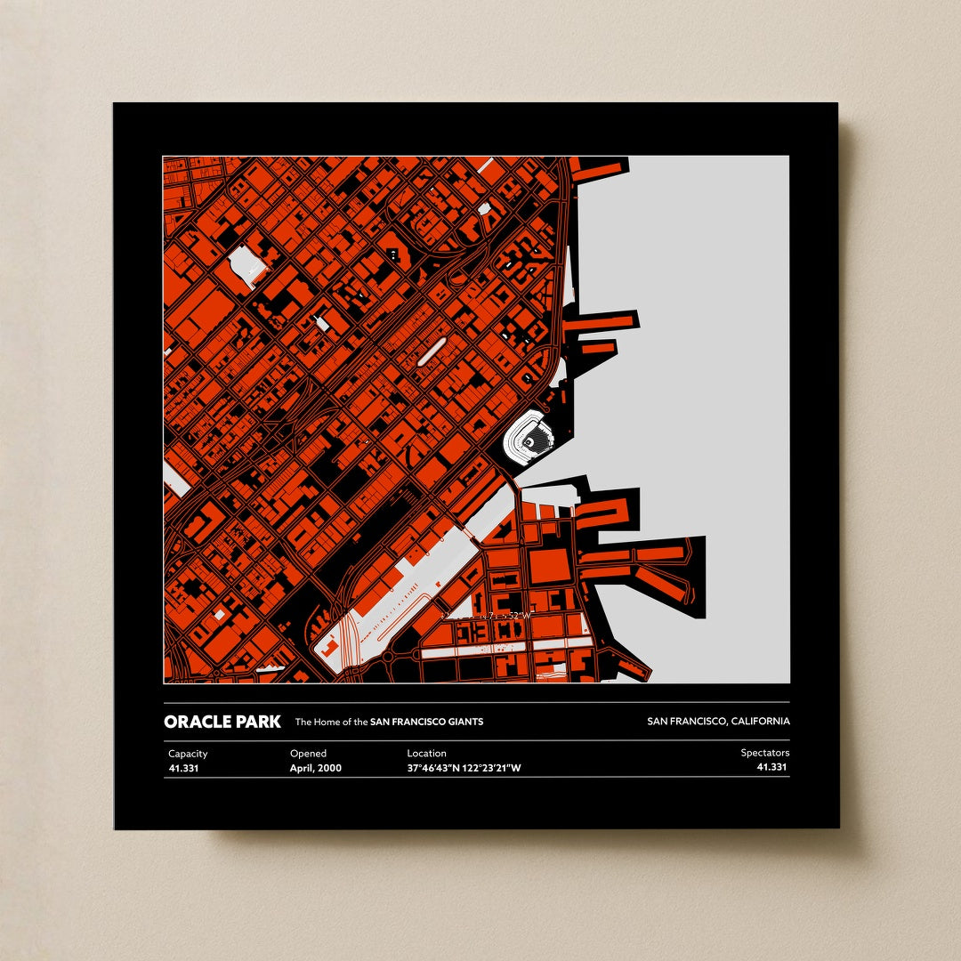 Oracle Park Stadium - City Map Dark v2