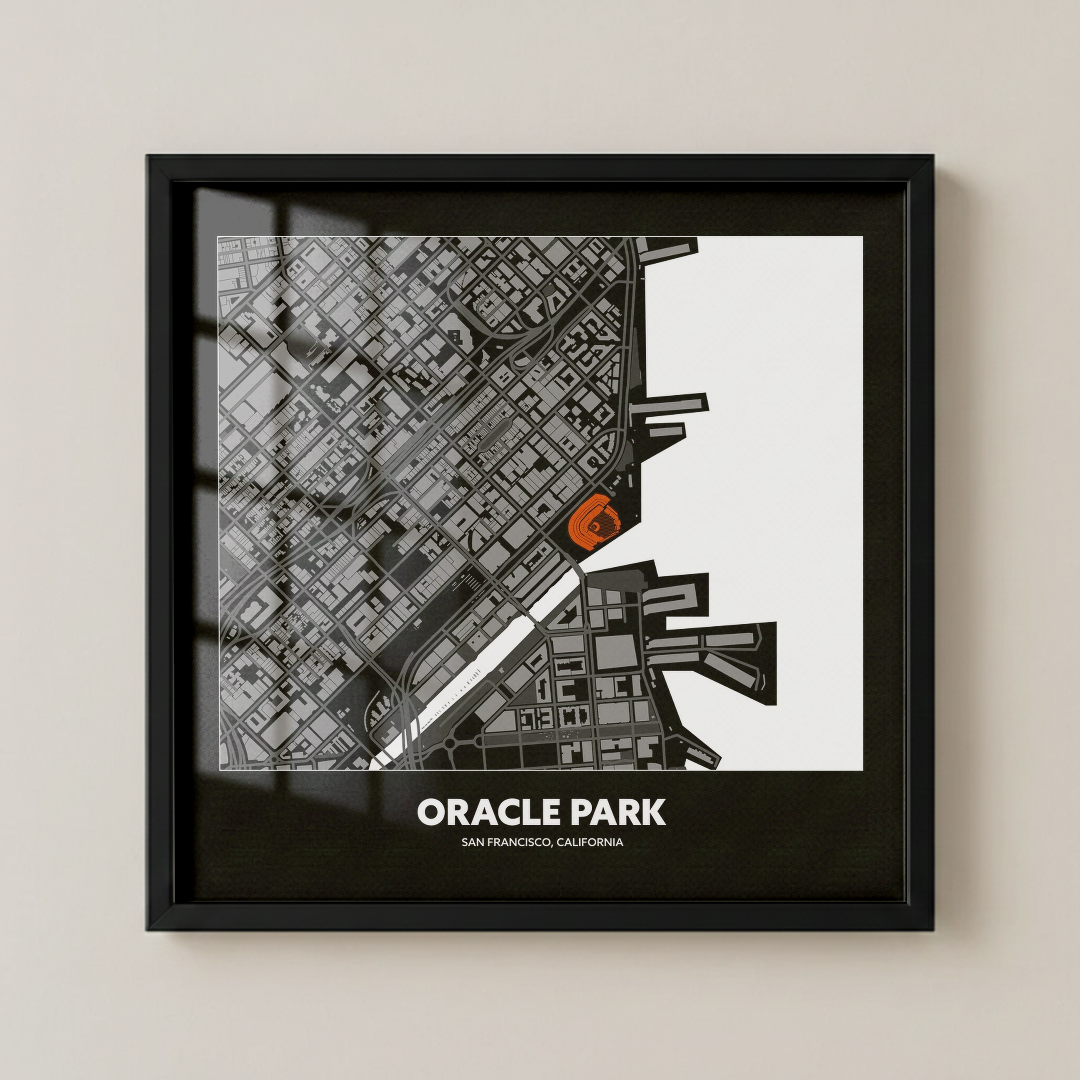 Oracle Park Stadium - City Map Dark