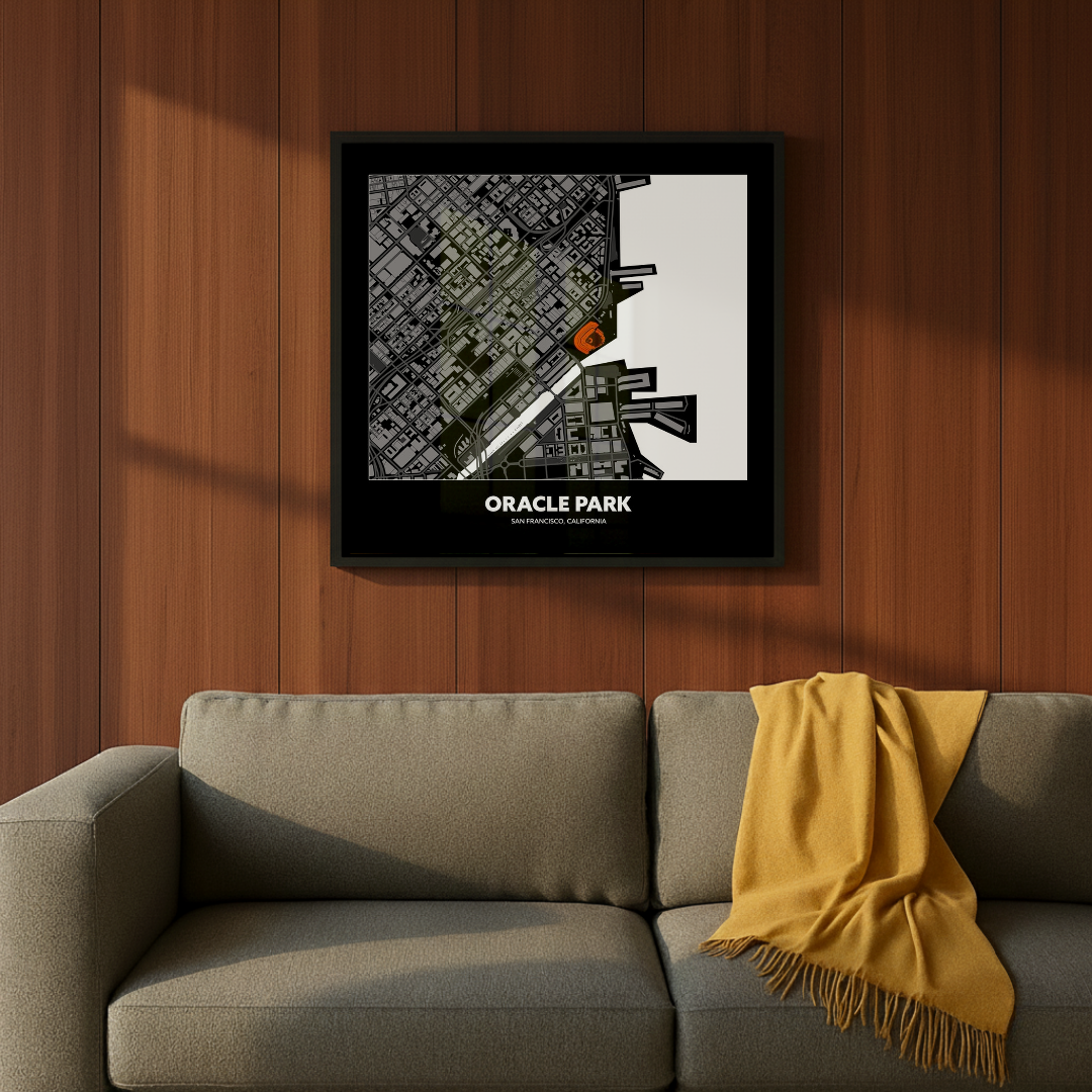 Oracle Park Stadium - City Map Dark