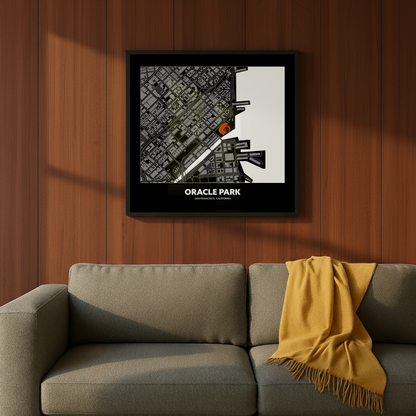 Oracle Park Stadium - City Map Dark