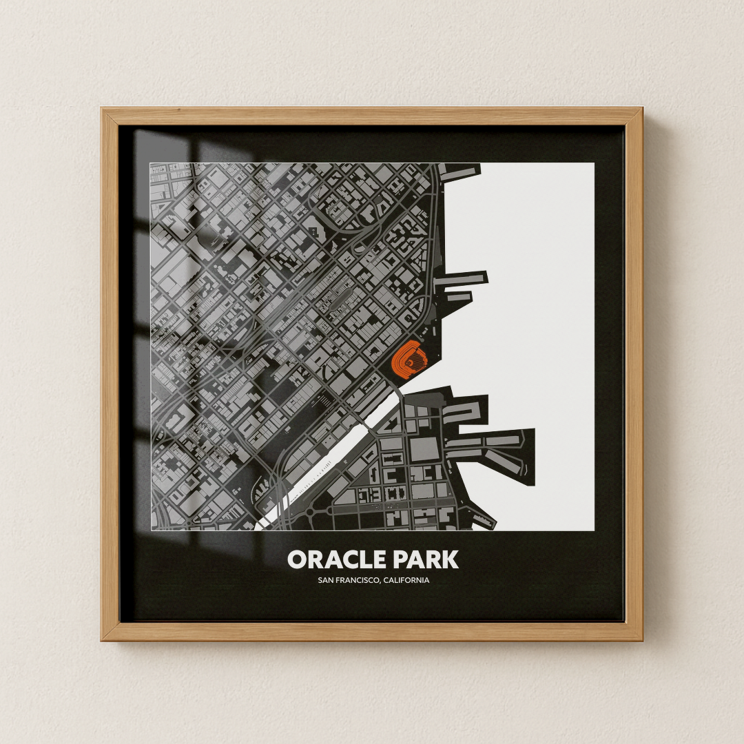 Oracle Park Stadium - City Map Dark