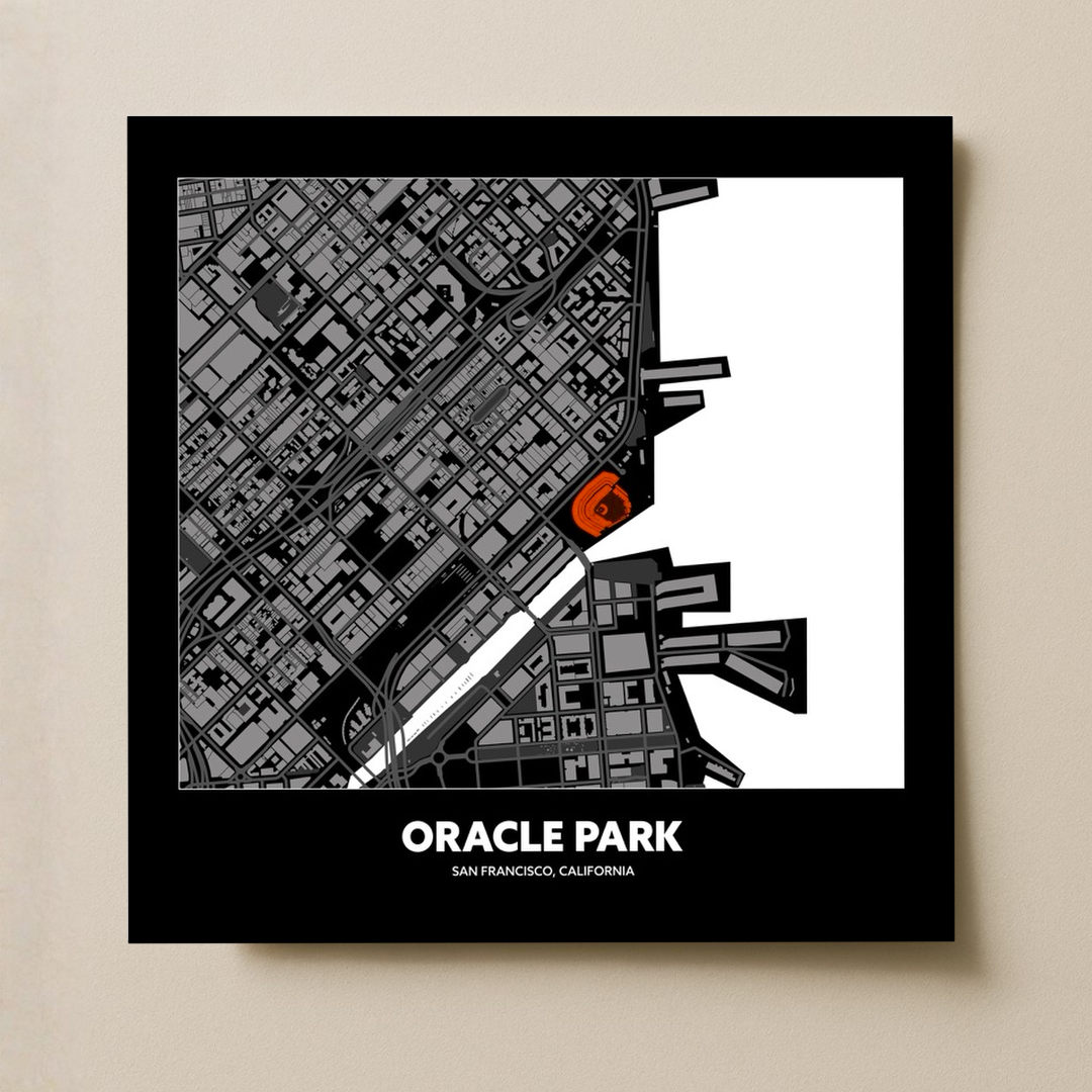 Oracle Park Stadium - City Map Dark