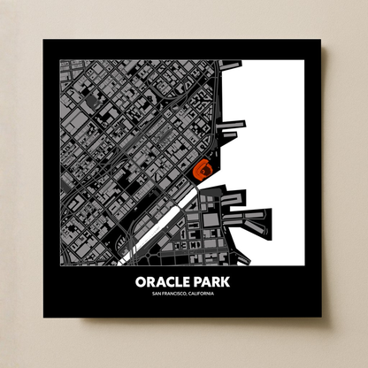 Oracle Park Stadium - City Map Dark
