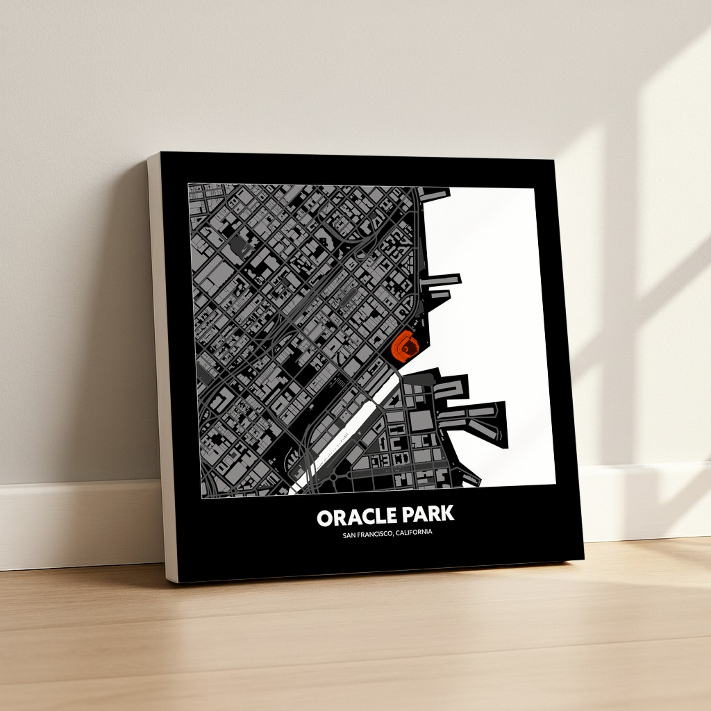 Oracle Park Stadium - City Map Dark