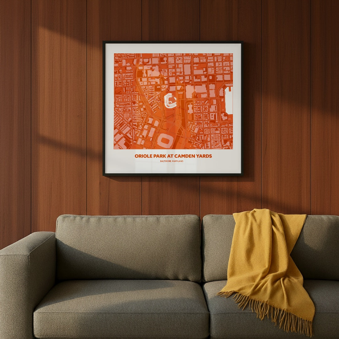 Oriole Park at Camden Yards Stadium - City Map Dark