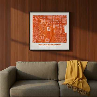 Oriole Park at Camden Yards Stadium - City Map Dark
