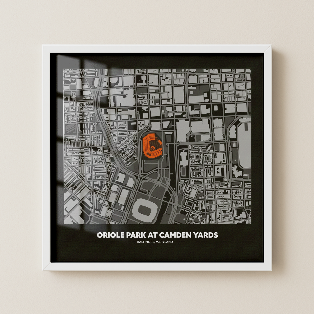 Oriole Park at Camden Yards Stadium - City Map Dark v2