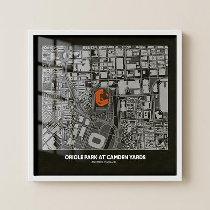 Oriole Park at Camden Yards Stadium - City Map Dark v2
