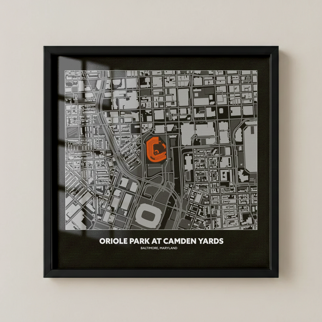Oriole Park at Camden Yards Stadium - City Map Dark v2
