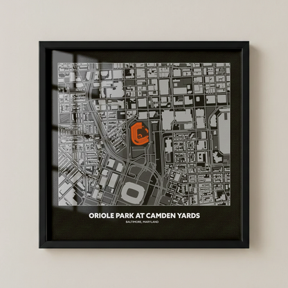 Oriole Park at Camden Yards Stadium - City Map Dark v2