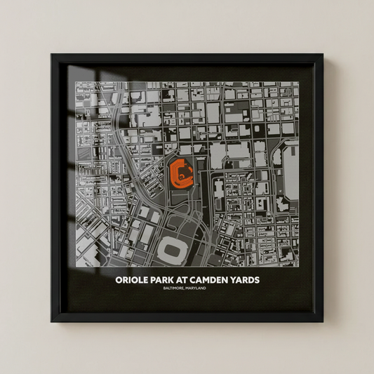 Oriole Park at Camden Yards Stadium - City Map Dark v2