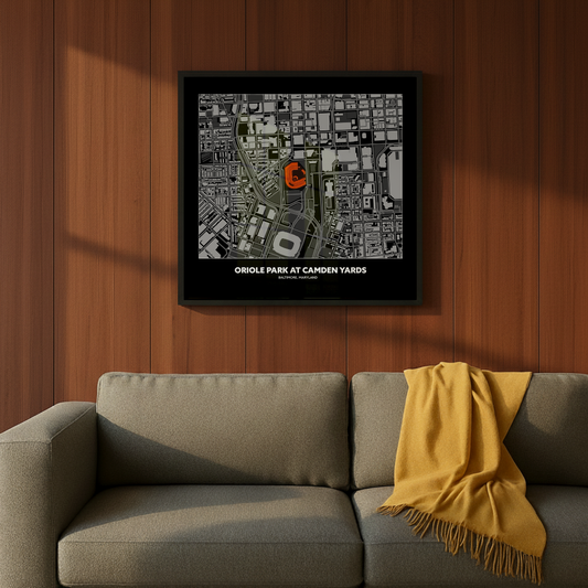 Oriole Park at Camden Yards Stadium - City Map Dark v2