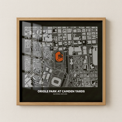 Oriole Park at Camden Yards Stadium - City Map Dark v2