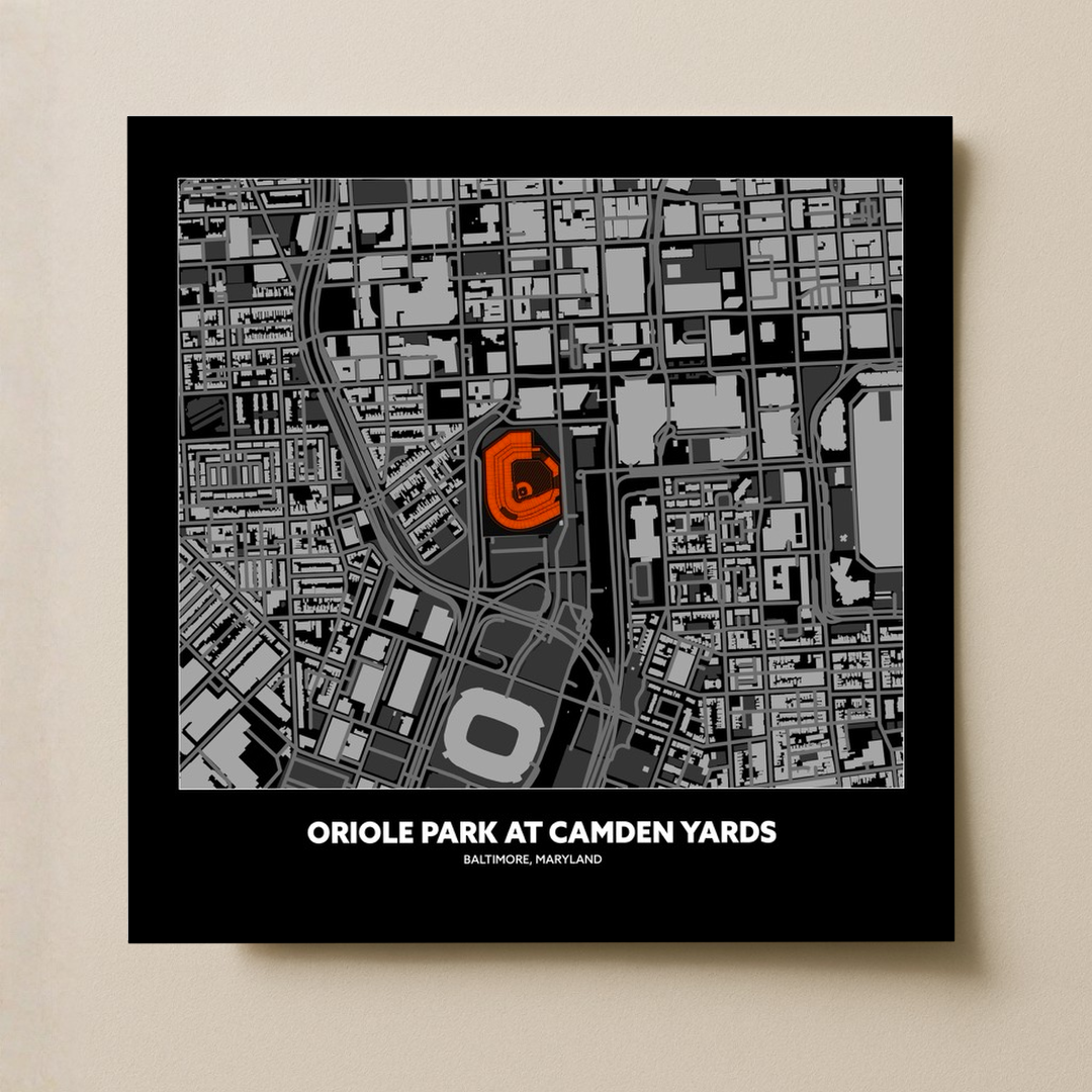Oriole Park at Camden Yards Stadium - City Map Dark v2