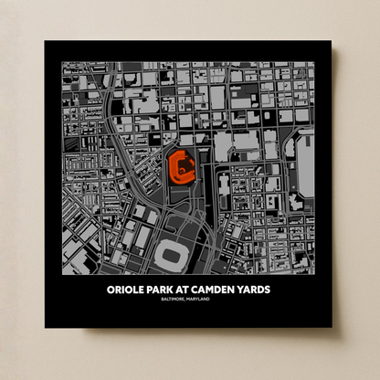 Oriole Park at Camden Yards Stadium - City Map Dark v2