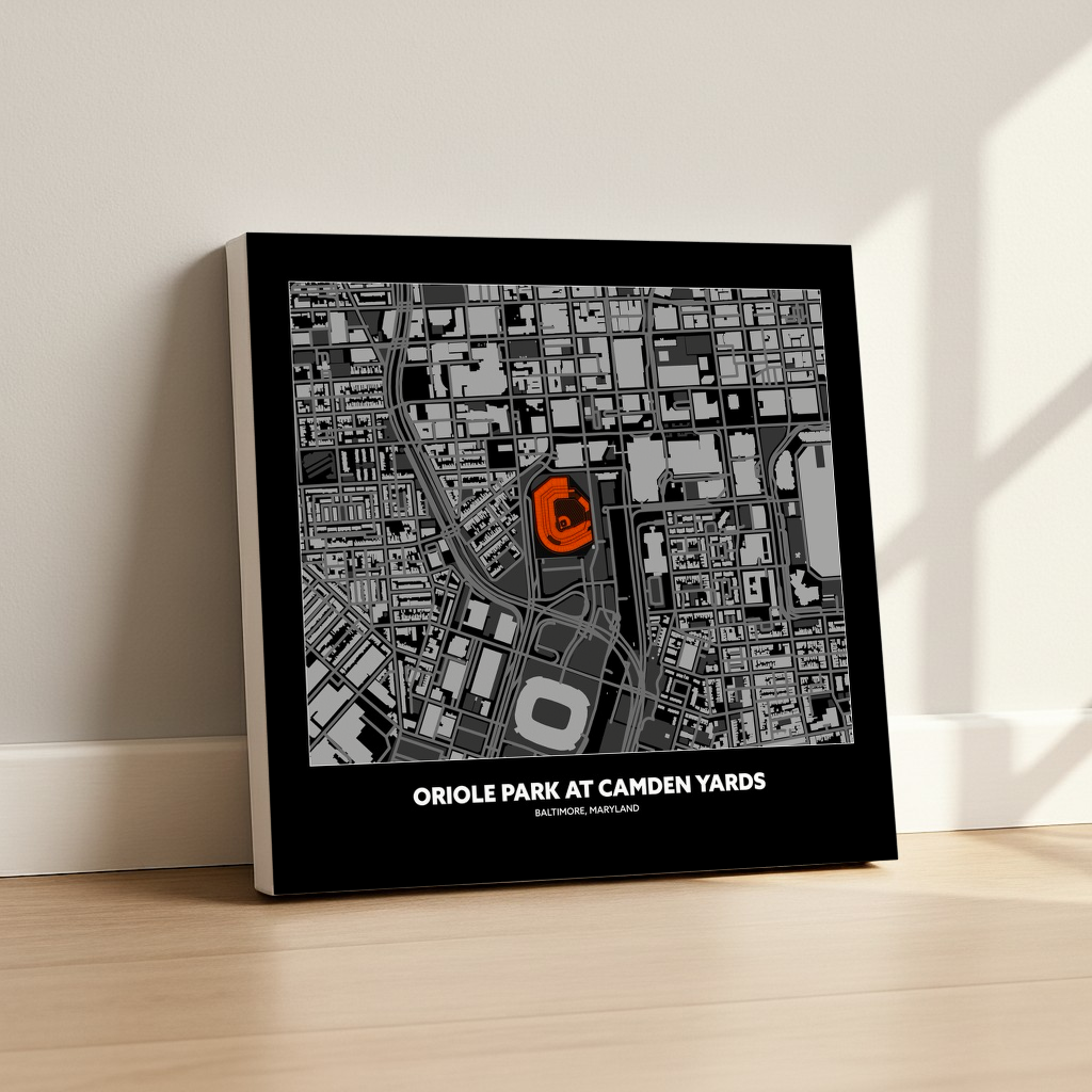 Oriole Park at Camden Yards Stadium - City Map Dark v2