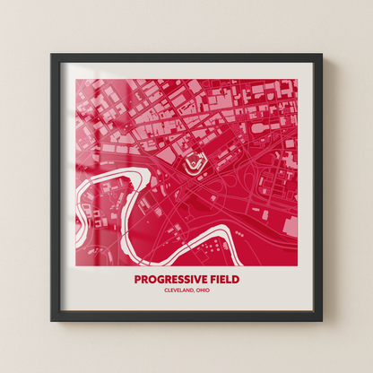 Progressive Field Stadium - City Map Dark