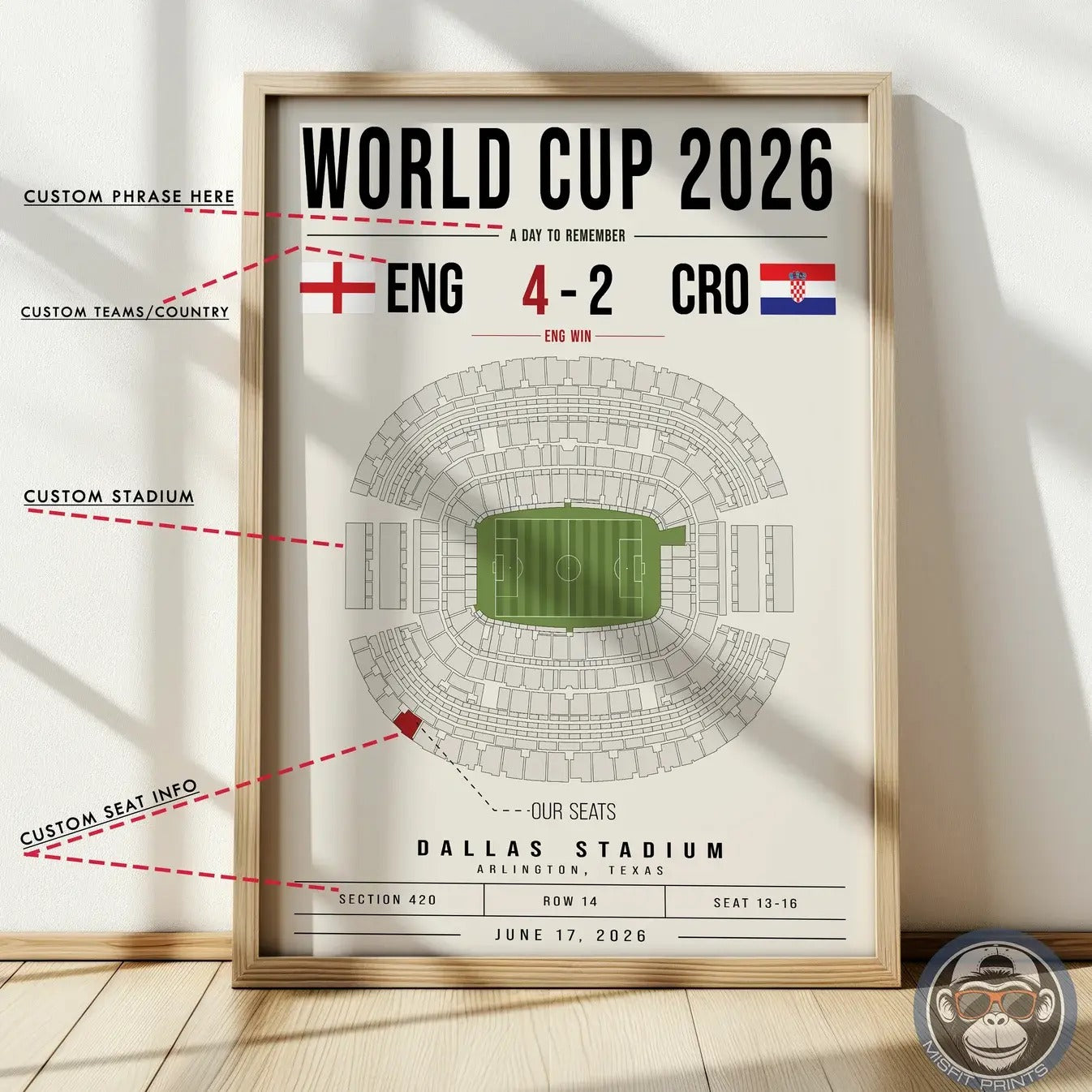 Custom Game & Stadium Print : Your Seat, Your Night, Your Wall